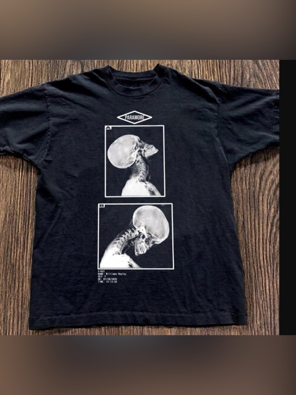 Paramour Black Men's Tee with White X-Ray Skull Graphics